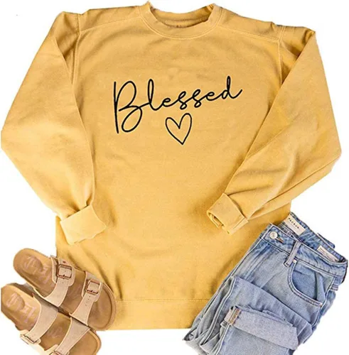 Miniatura 4 de UNIQUEONE Sudadera Blessed para mujer, ligera, con estampado de letras, para Acción de Gracias
