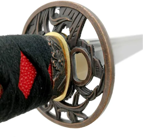 Miniatura 13 de HMS Samurai Katana Sword, Practical, Hand Forged, 1045 Carbon Steel, Heat Tempered/Clay Tempered, Full Tang, Sharp, Scabbard Blanco-dragón-951A