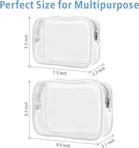 Miniatura 4 de PACKISM Paquete de 2 bolsas de aseo aprobadas por la TSA y bolsa transparente aprobada por el estadio, venta de paquetes, 1 mediano, 1 grande blanco