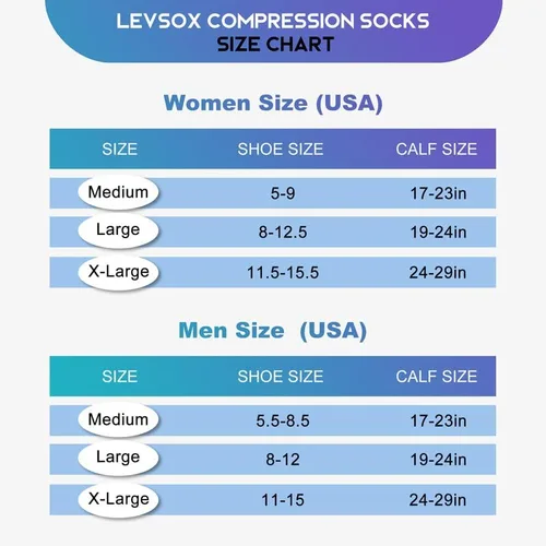 Miniatura 7 de LEVSOX Calcetines de compresión de talla grande, calcetines de soporte de pantorrilla ancha para mujeres y hombres, 15-20 mmHg hasta la rodilla