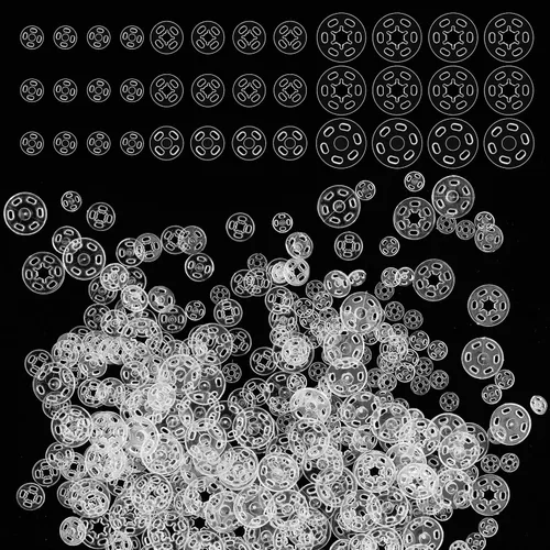 100 juegos de botones de plástico para coser, botones invisibles a presión, botones redondos transparentes para coser ropa, manualidades, 0.276 in,