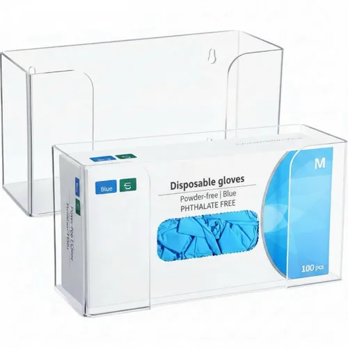 Weysat 2 piezas de soporte acrílico para guantera, dispensador de guantes para montaje en pared, estante acrílico flotante de pared, dispensador de