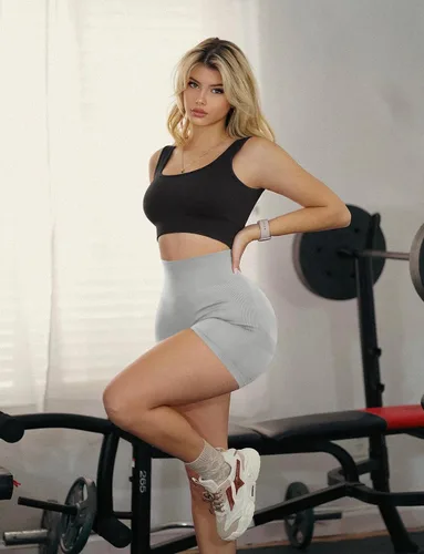 Miniatura 66 de VVX Pantalones cortos de entrenamiento para mujer, 3 piezas, con levantamiento de glúteos, sin costuras, cintura alta, pantalones cortos de yoga