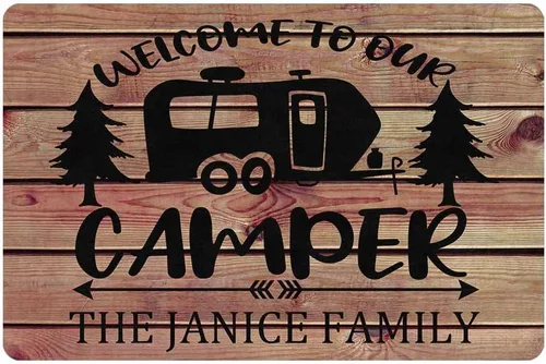 Miniatura 11 de Alfombras de camping con nombre personalizado, bienvenido a nuestra caravana, alfombrillas para exteriores, antideslizantes, coloridas, alfombra