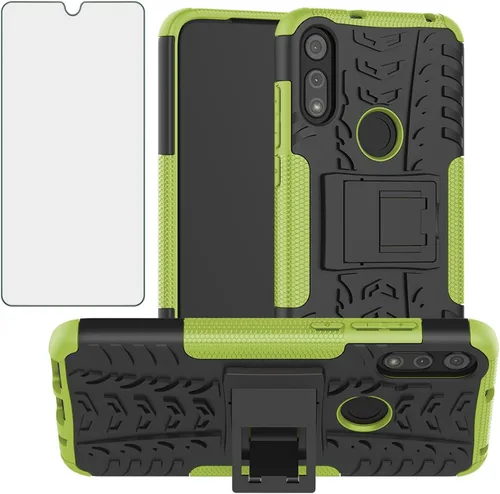Miniatura 8 de Funda de teléfono para Moto E 2020 Motorola E7 con protector de pantalla de vidrio templado y accesorios de célula híbrida dura y resistente, Negro