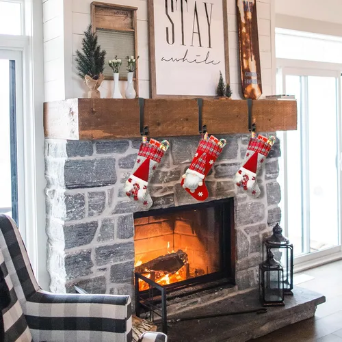 Miniatura 4 de 6 piezas de soportes para calcetines de Navidad para repisa, ganchos para colgar calcetines de metal, ganchos para ornamentos navideños, clips