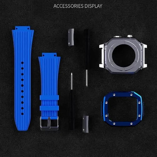 Miniatura 8 de Kit de modificación para iWatch Series 7 6 5 4 SE para Apple Watch Band Case de 1.732 in 1.772 in 1.654 in para Apple Watch Band de silicona + caja