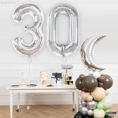 Miniatura 8 de Globo gigante plateado del número 0 de 40 pulgadas – Globo Mylar del número 0 Globo plateado 0 para decoraciones de fiesta Globo plateado