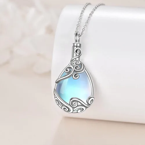 Miniatura 3 de YAFEINI Collares de urna para cenizas de plata de ley 925, joyería de cremación para cenizas, joyería de memoria para mujeres y hombres Piedra lunar