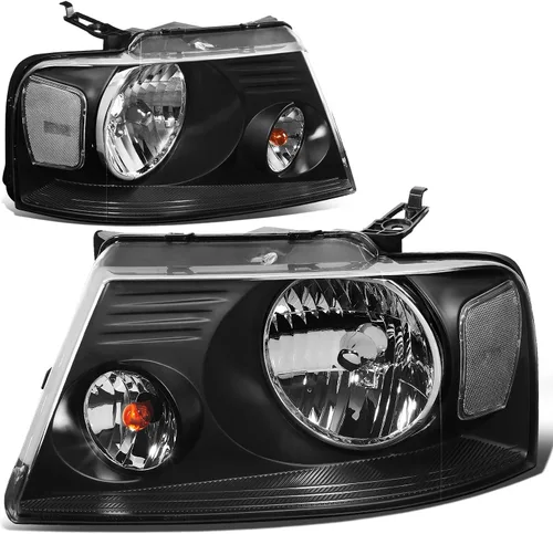 DNA MOTORING HL-OH-F1504-BK-CL1 - Faros delanteros de carcasa negra de repuesto compatibles con 04-08 F-150/06-08 Mark LT Negro Claro