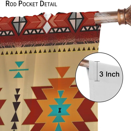 Miniatura 7 de YCness Cortinas aztecas, patrón étnico nativo nativo americano del suroeste, patrón étnico bohemio occidental geométrico para sala de estar