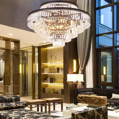 Miniatura 13 de Candelabros y luces de cristal de estilo moderno cromado redondos colgantes clásicos, lámpara colgante de techo accesorio de iluminación de 5