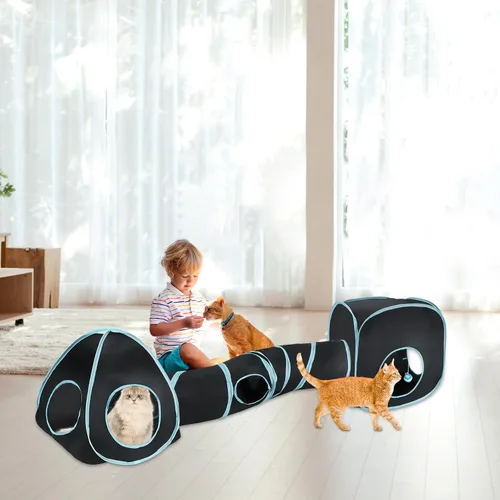 Miniatura 6 de YUEPET Túnel de conejo y cubo plegable tienda de campaña interactiva de túnel arrugado juguetes pequeños escondite de animales con pelota de juego