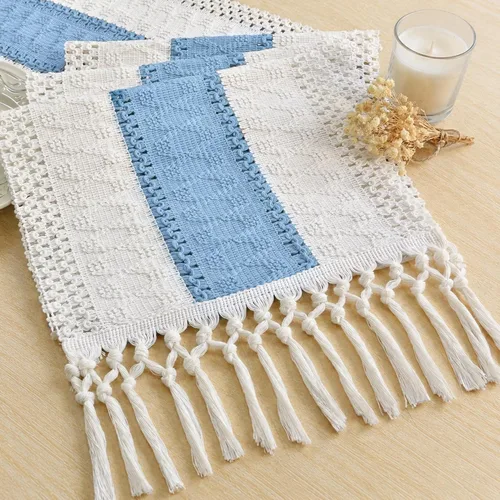 Miniatura 27 de FEXIA - Camino de mesa bohemio con borlas, para decoración del hogar, de macramé para decoración de habitación, comedor, dormitorio, despedida