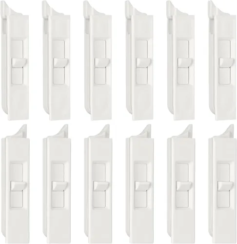 Miniatura 8 de Jetec 20 pares de pestillos inclinables de plástico blanco para construcción, pares de pestillos deslizantes con resorte para ventana corrediza