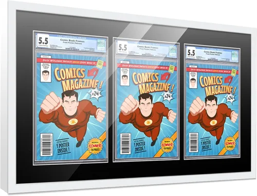 Miniatura 122 de Marco de cómic con paspartú para 8 CGC, CBCS o PGX Graded Comics - Marco de cómic blanco para cómics de 8.125 x 13 pulgadas Marco blanco