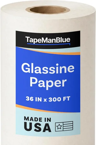 Glassine - Rollo de papel, 36 pulgadas x 300 pies (100 yardas), fabricado en Estados Unidos, papel libre de ácido para almacenamiento, obras de