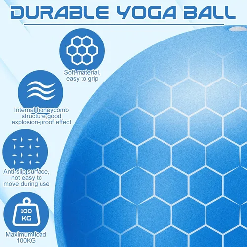 Miniatura 2 de jjshund Pelota de pilates, pequeña pelota de yoga de ejercicio de 9,8 pulgadas con guía de ejercicios, para gimnasio en casa, yoga, pilates