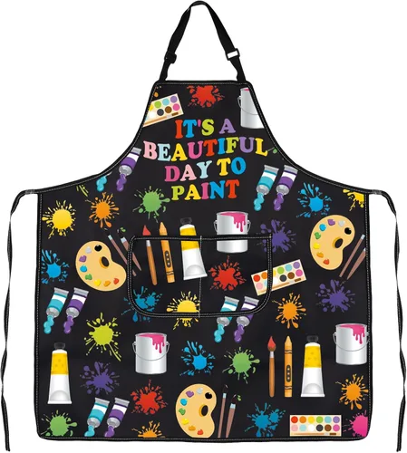 Delantal artístico para amantes del artista, regalo de pintura, delantal de artista con pintura de bolsillo, regalo es un hermoso día para pintar