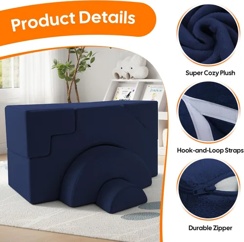 Miniatura 5 de MeMoreCool - Sofá modular para niños, sofá de espuma con diseño de tobogán y escalera, sofá convertible para niños para sala de juegos, mueble