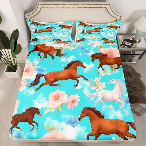 Miniatura 38 de Erosebridal Happy Camping - Sábana bajera ajustable individual para niños, diseño de animales del bosque del bosque, para bebés, niños y niñas