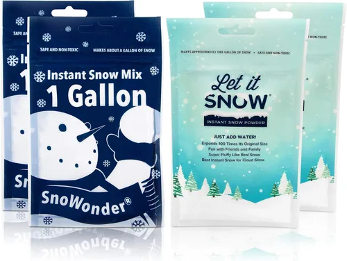 Miniatura 7 de Let it Snow and SnoWonder - Polvo de nieve instantáneo para slime y decoraciones navideñas, mezcla de nieve artificial que hace 2 galones de nieve