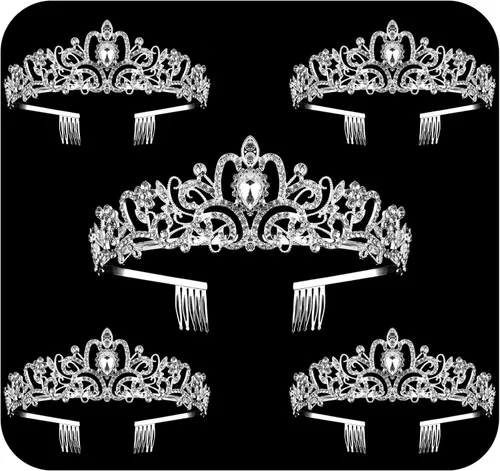 Miniatura 14 de Coronas de tiara de cristal para mujeres y niñas, corona elegante de princesa con peines, diademas para mujeres, nupcial, boda, baile de graduación