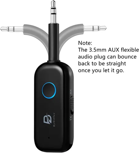 Miniatura 8 de Receptor transmisor de audio Bluetooth 5.2 para TV, 2 conexiones de dispositivos BT Bluetooth Transmitter for Headphones, 3.5mm Jack Aux Airplane