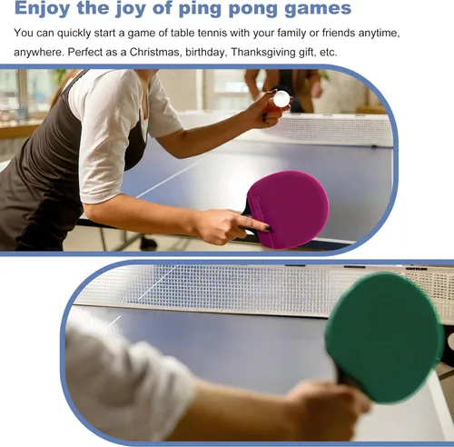 Miniatura 7 de Senston 5-Ply Ping Pong Paddles Set – Premium Wood Table Tennis Set of 4 with 6 Balls & Portable Carry Case – High-Control 2mm Sponge & Ergonomic