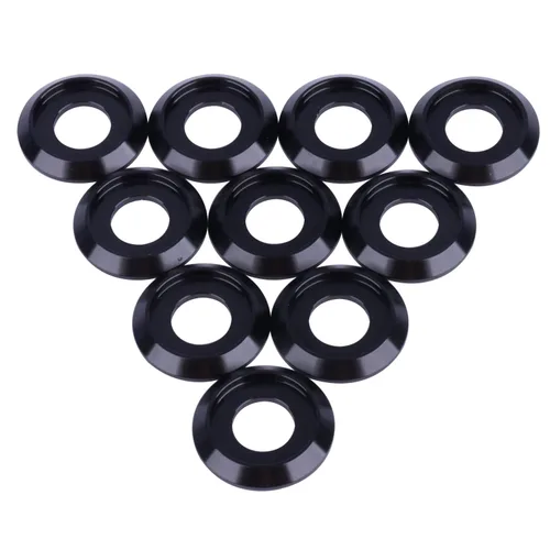 Miniatura 17 de Arandela de brida de aleación de aluminio M4 M5 M6 M8 arandela espaciadora para motocicleta automóvil paquete de 10 (negro, M4)