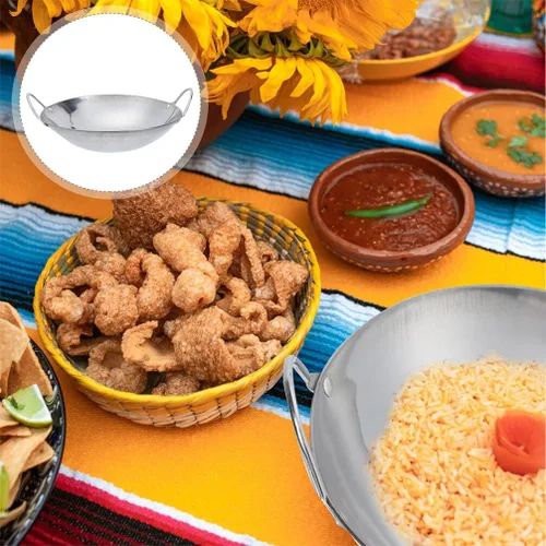 Miniatura 2 de Yardwe Wok Sartén de acero inoxidable Stir Fry Sartenes de 8 pulgadas Olla caliente de hierro Sartén de hierro de doble mango Olla de cocina china