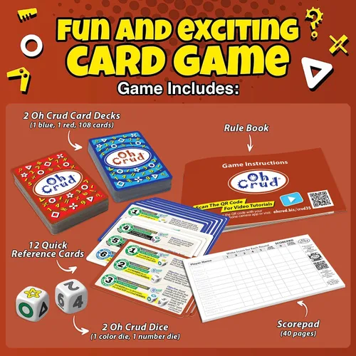Miniatura 4 de Oh Crud Deluxe Edition: Mazos Rojos y Azules para 2 a 12 Jugadores: Un Juego de Cartas y Dados de Bazas (Principalmente). Juego Familiar