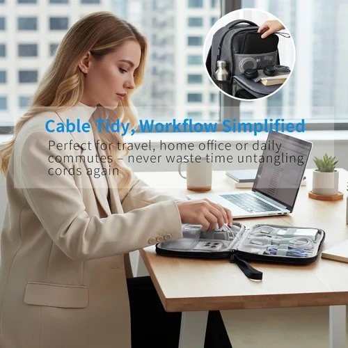 Miniatura 4 de 1 paquete de organizador de viaje electrónico bolsa de almacenamiento de cable de accesorios técnicos