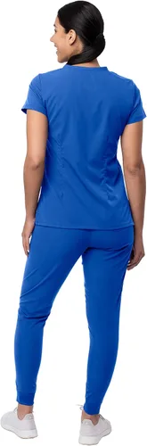 Miniatura 2 de Adar Pro - Conjunto de ropa quirúrgica que facilita el movimiento para mujer, blusa quirúrgica con cuello en V en corazón y pantalón quirúrgico