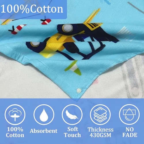 Miniatura 4 de Toalla de baño/piscina/playa con capucha, para bebés, niños y niñas de 3 a 12 años, tamaño extra grande, 30 x 50 pulgadas, algodón absorbente súper