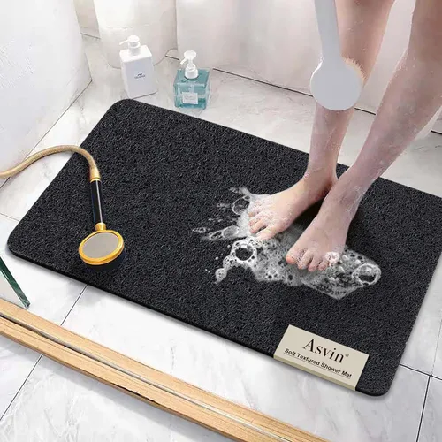 Miniatura 26 de Asvin Tapete de Baño con Textura Suave, para Ducha, Bañera, 24x16 Pulgadas, Libre de Ftalatos, Antideslizante, Tapetes Cómodos para Bañera