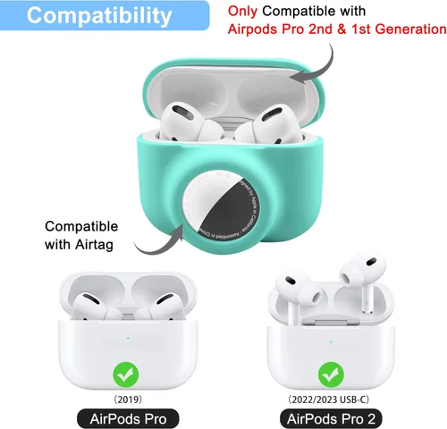 Miniatura 2 de Juego de funda protectora 2 en 1 compatible con Airpods Pro y Airtag, funda de silicona para rastreador GPS, suave a prueba de golpes, antiarañazos