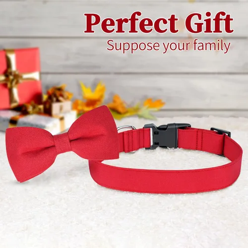 Miniatura 3 de Collar de Navidad Malier con Pajarita - Collares Clásicos Rojos de Vacaciones para Niñas y Niños, Ajustable para Perros y Gatos Pequeños a Grandes