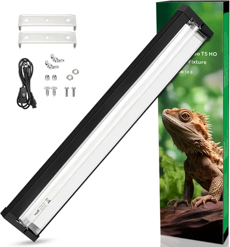 Miniatura 9 de T5 UVB - Lámpara de luz para reptiles cuadrada HO UVB Kit de iluminación de bombilla 10.0 UVB para reptiles, terrario, fluorescente, barra de luz