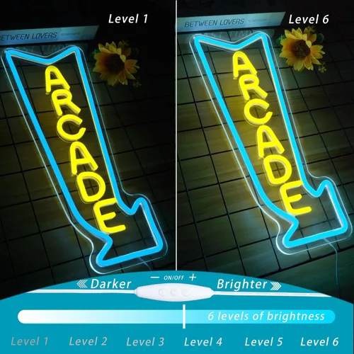 Miniatura 5 de Letrero de neón de arcade, luz LED, regulable, luces de juego para decoración de pared, alimentadas por USB, letrero de neón gaming para salas