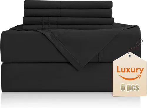 Miniatura 41 de CozySmile Juego de sábanas transpirables y refrescantes, sábanas de lujo de 4 piezas con bolsillo profundo para cama de tamaño matrimonial, se Beige