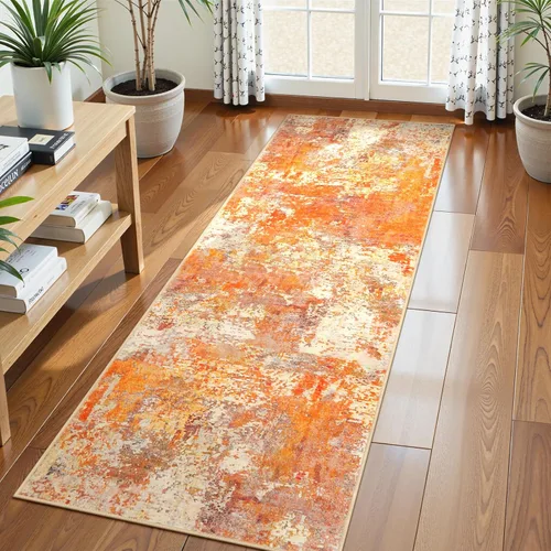 Miniatura 78 de Lahome Alfombra redonda moderna abstracta de 3 pies, color azul, lavable, de 3 x 3 pies, para cocina, entrada, suave, pequeña, antideslizante