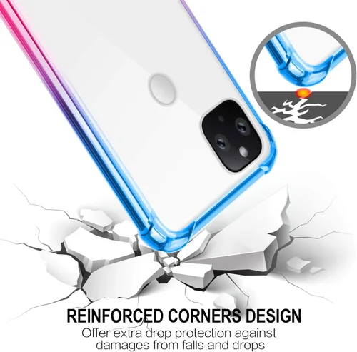 Miniatura 4 de Funda para Google Pixel 5, funda transparente con bonito degradado para teléfono, TPU reforzado, parte trasera de policarbonato duro, funda