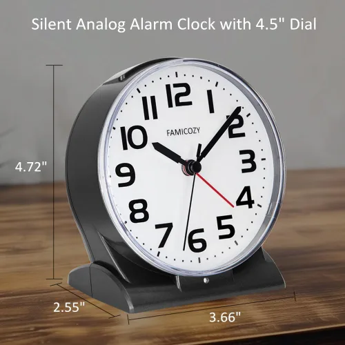 Miniatura 6 de FAMICOZY Reloj despertador con retroiluminación automática, silencioso sin tictac para personas mayores con problemas de visión, fácil
