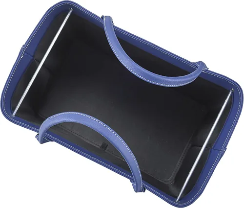 Miniatura 2 de Chic Faux Leather File Organizer Tote Bag con asas de transporte - Azul marino