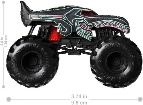 Miniatura 4 de Hot Wheels Monster Trucks - Mega Wrex de neón fundido a presión a presión a escala 1:24