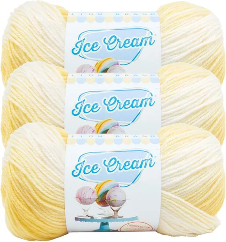 Miniatura 51 de Lion Brand Yarn, Hilo para Bebé Ice Cream para tejer, ganchillo y manualidades, Baseball Nut, 1 paquete, fibra acrílica colorida de peso DK