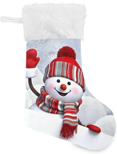 Miniatura 2 de ALAZA Medias de Navidad divertidas con muñeco de nieve agitando la mano, clásicas, decoraciones grandes personalizadas para la familia, temporada