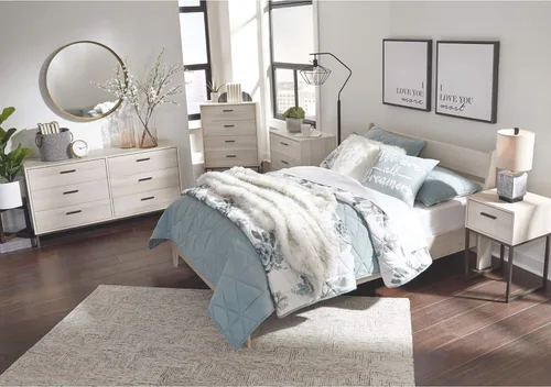 Miniatura 2 de Signature Design by Ashley Socalle Cabecero Moderno de Listones Abiertos Full, Beige Natural Encalar