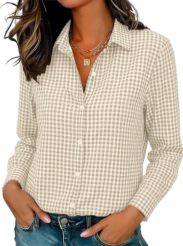 Miniatura 19 de Camisas elásticas suaves sin arrugas con botones para mujer, tops transpirables que absorben la humedad para vestir casual de trabajo